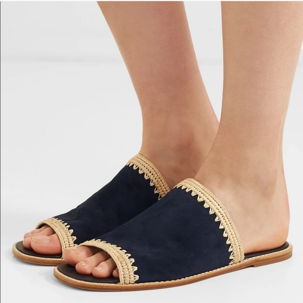 Vince Padmore Raffia Coastal Suede Sandals Slides